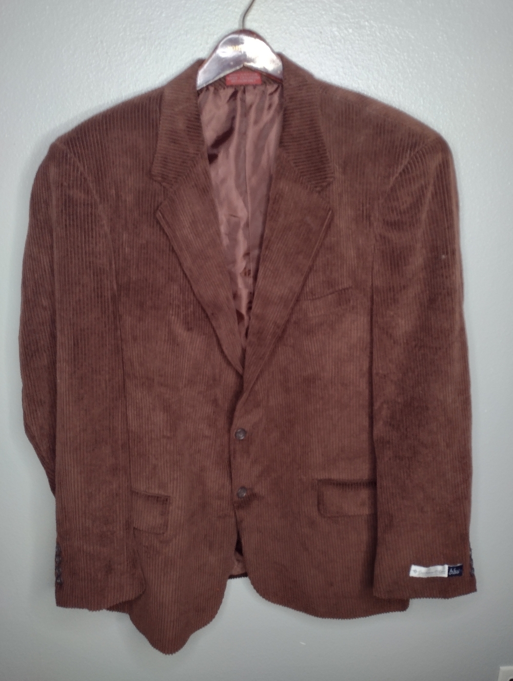 NWT Cordovan & Grey Brown Corduroy Western Yoke 46L Blazer Sport Coat DD